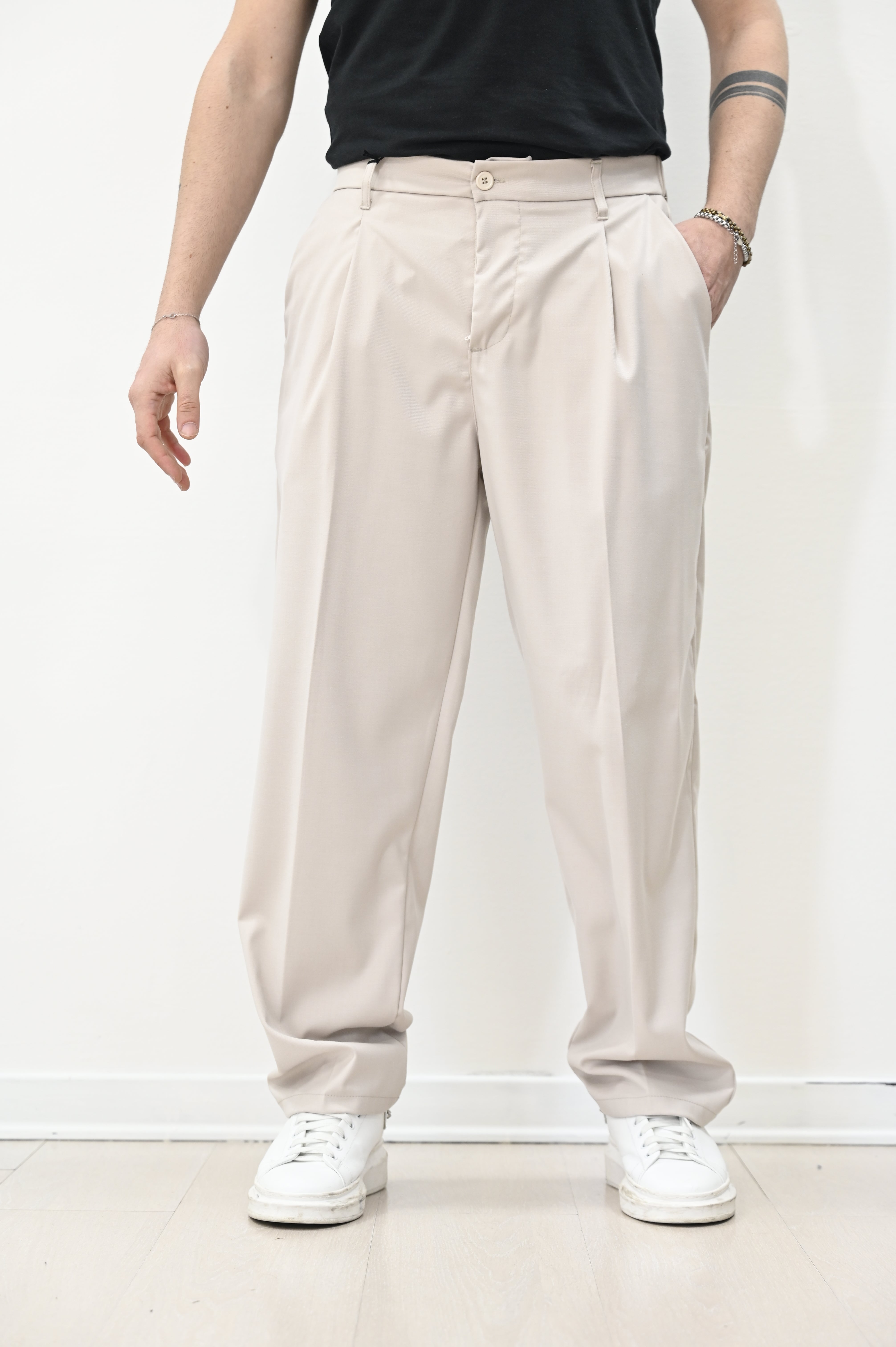 Pantalone loose fit beige archive