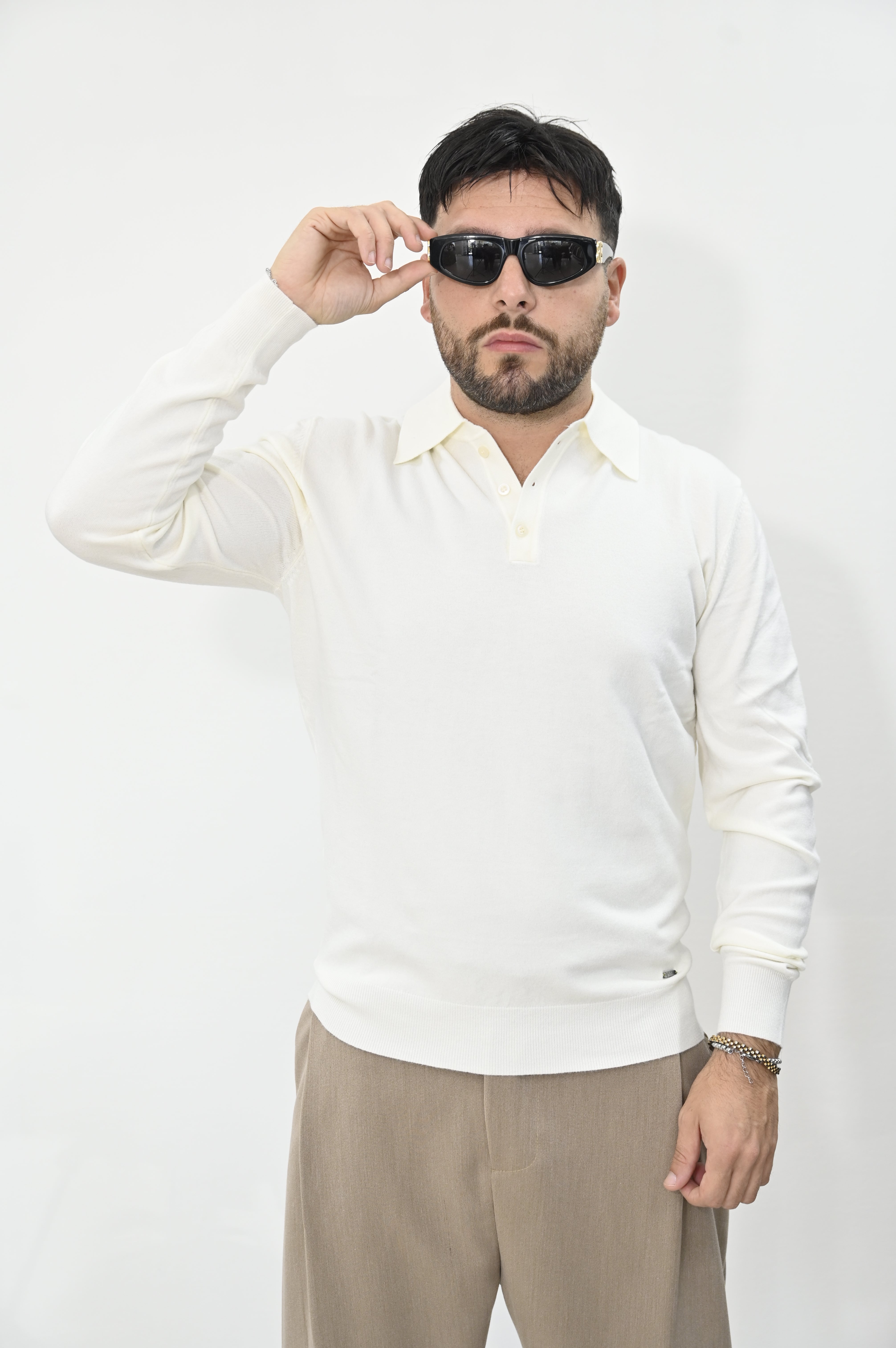 Polo lunga in filo panna Gianni Lupo