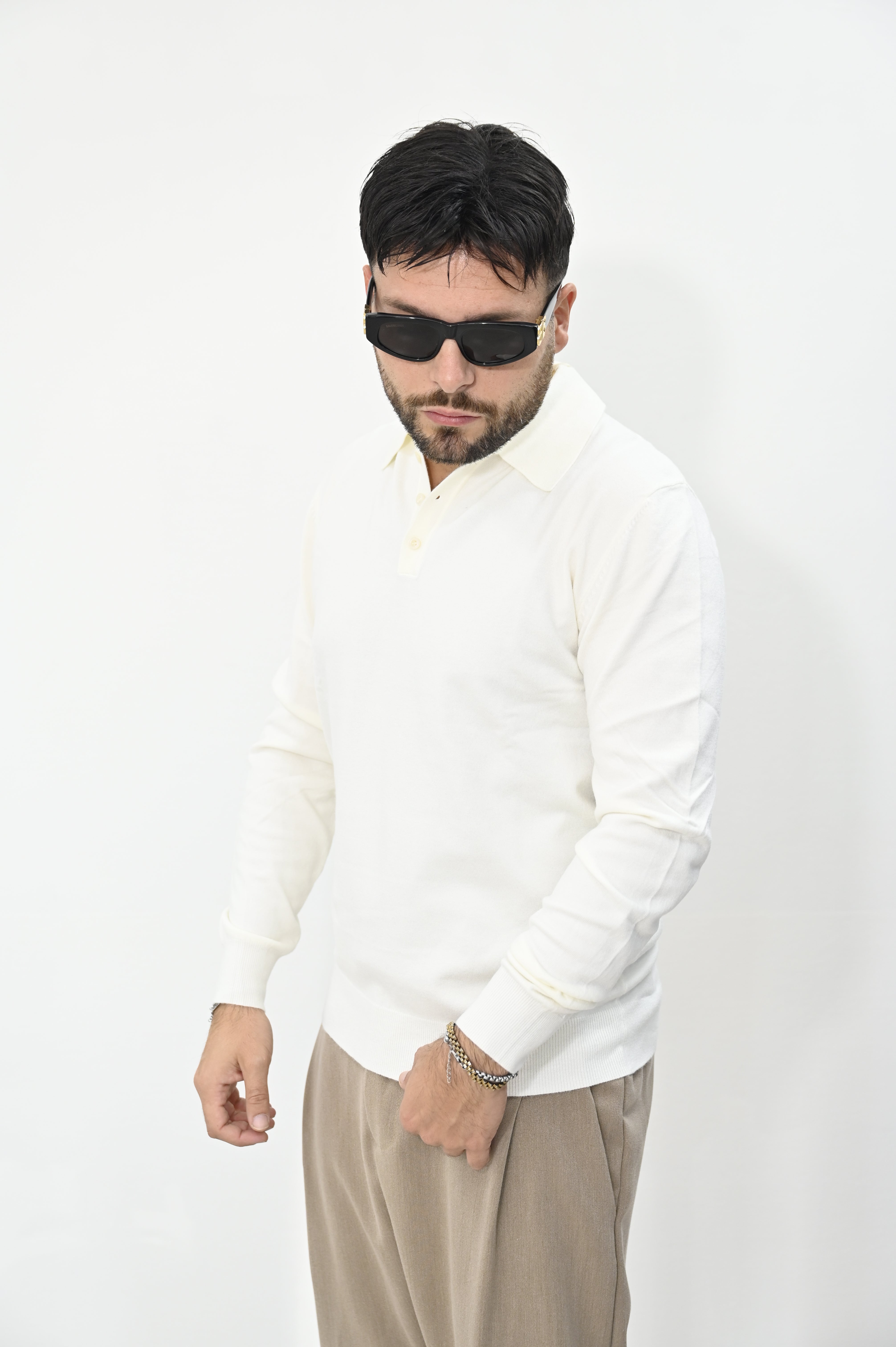 Polo lunga in filo panna Gianni Lupo