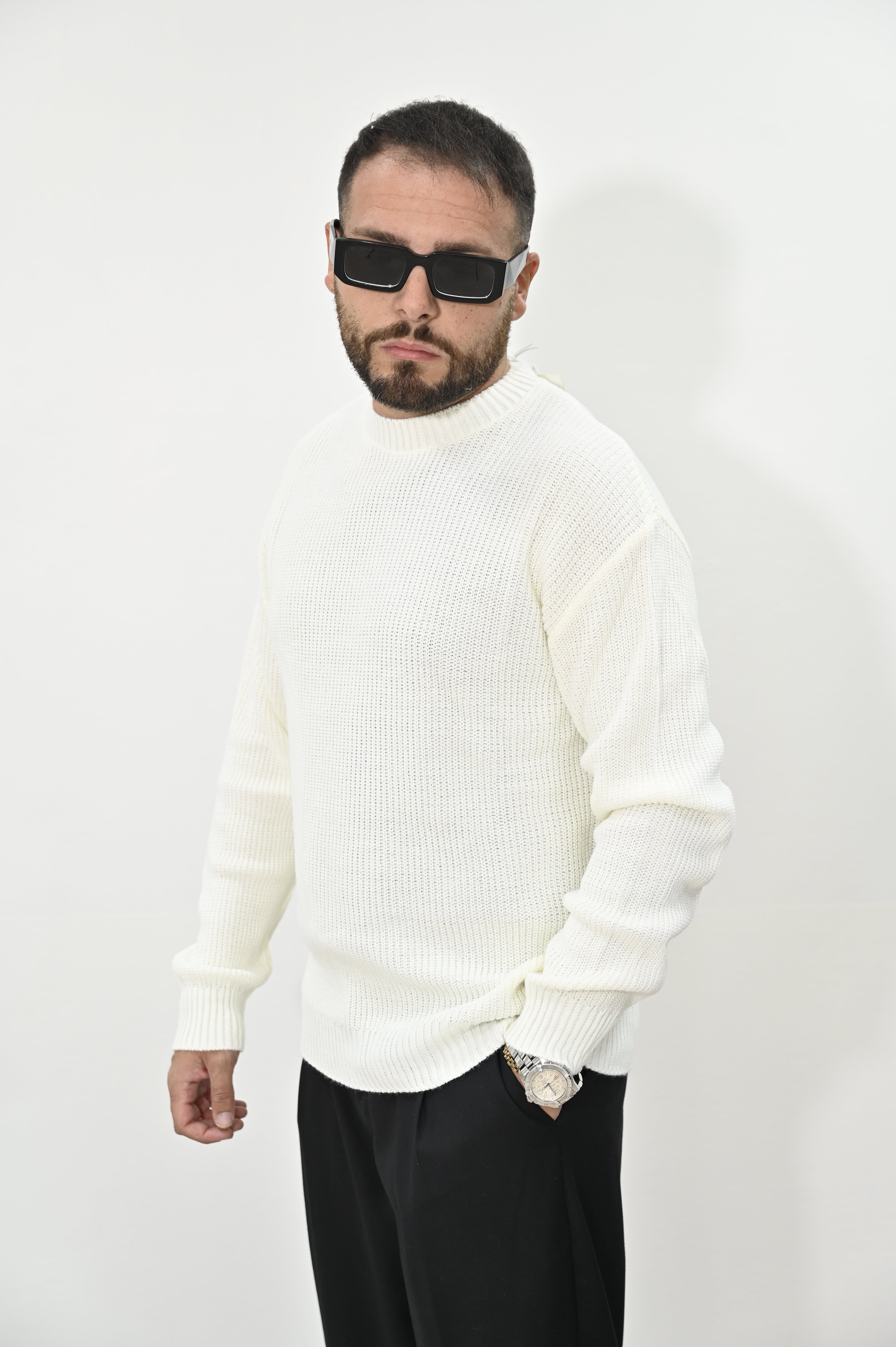 Maglione costa inglese Nope panna