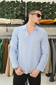 Camicia viscosa azzurra